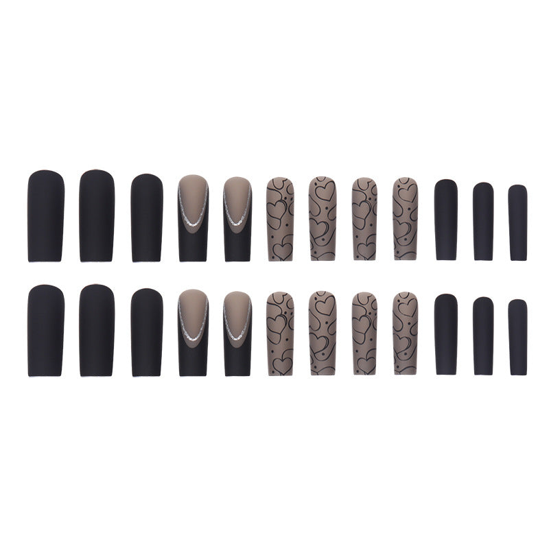 Wholesale Valentine's Day Black Matte Dark Color Long Wearable Manicure Patches